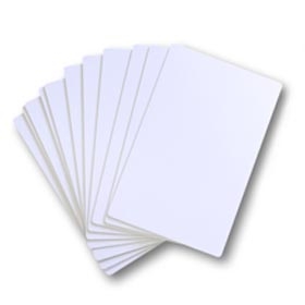 A stack of blank inkjet printable cards.