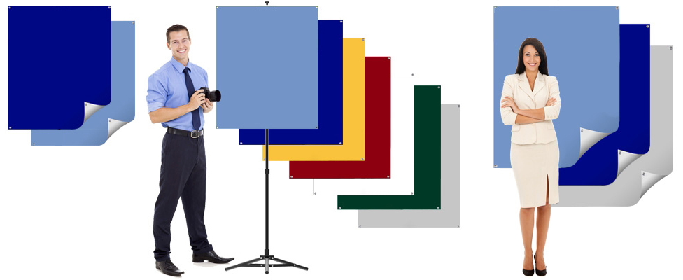 Full array of portable photo backdrops, with both Gen 1 and Gen 2 sizes.
